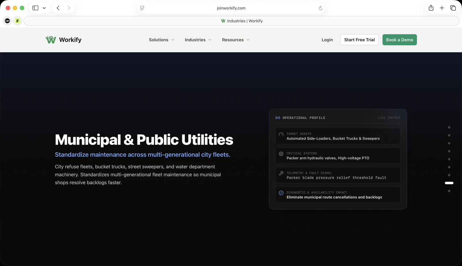 Workify industries page: municipal and public utilities